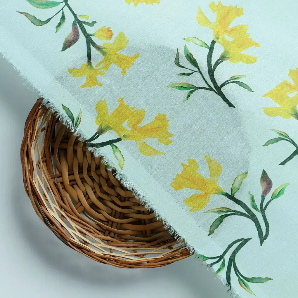 Seamles Yellow Floral Digital Printed Fabric – mu 0 ta01241 110 d