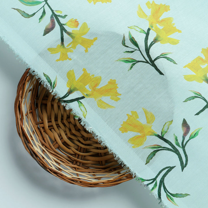 Seamles Yellow Floral Digital Printed Fabric