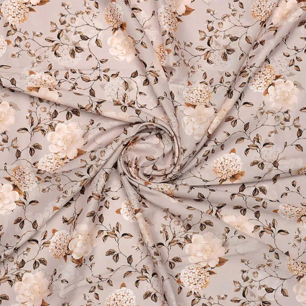 Grayish Orange Roses With Brown Valley Digital Printed Fabric - Muslin – mu 0 ta05726 110 a - alternate view