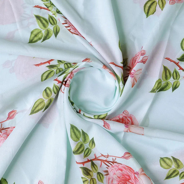 Red Rose Laying Over Sky Blue Digital Printed Fabric – mu 0 ta07107p13 110 b - alternate view