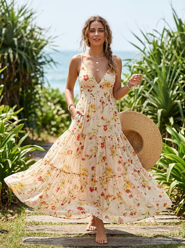 Multicolor Dainty Floral Garden Muslin Digital Printed Fabric - Flowy Maxi Dress Lookbook - MU-0-TA0752-114 - alternate view