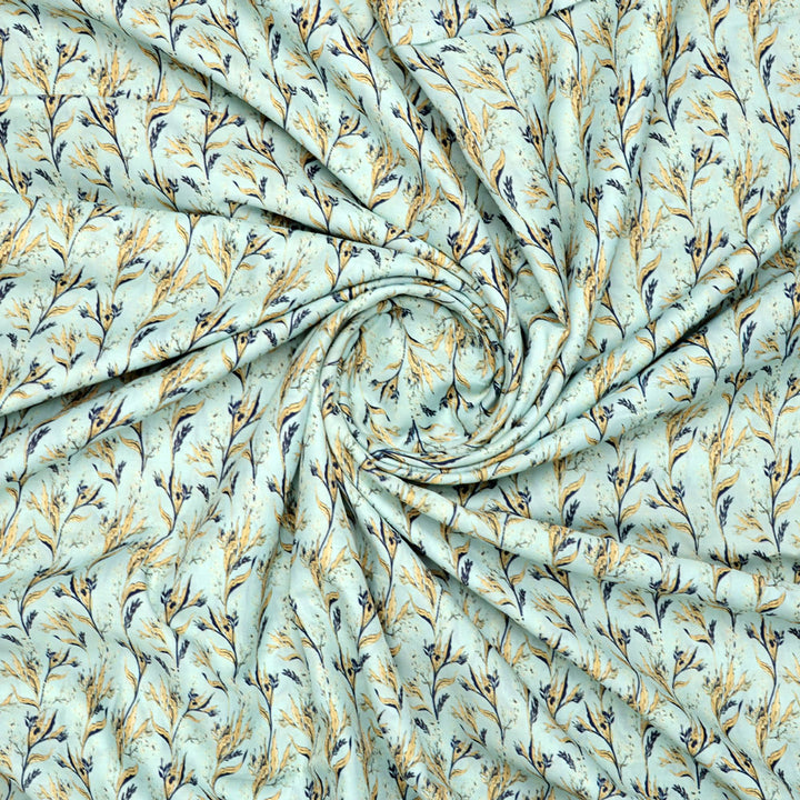 Fluid Rama Crop Branch Motif Digital Printed Fabric  - Muslin