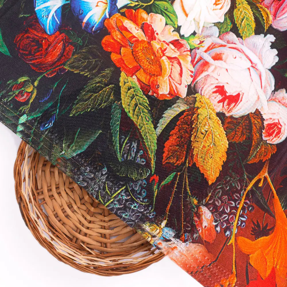 Gorgeous black and multicolor damask digital printed fabric – nc 0 ta0025 108 b