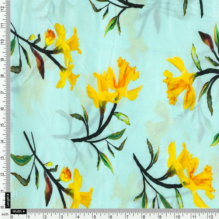 Gorgeous green digital printed fabric by FAB VOGUE Studio