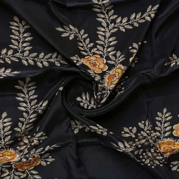 Flower And Buds Digital Printed Fabric - Natural Crepe – nc 0 ta08266p 108 b - alternate view