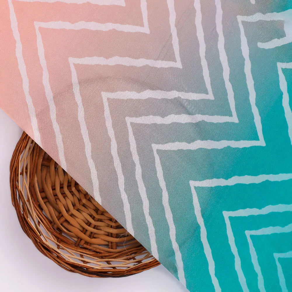 Classy Green, Red, and Peach Zigzag Digital Printed Natural Crepe Fabric – nc 0 ta08377p3 108 b