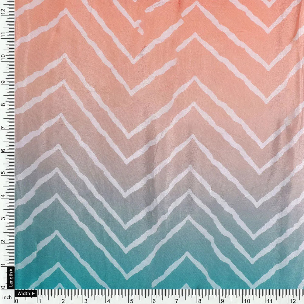 Classy Green, Red, and Peach Zigzag Digital Printed Natural Crepe Fabric – nc 0 ta08377p3 108 d
