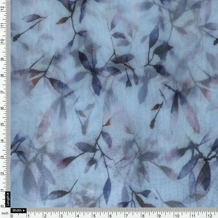 Gorgeous green leaves digital printed organza fabric by FAB VOGUE Studio