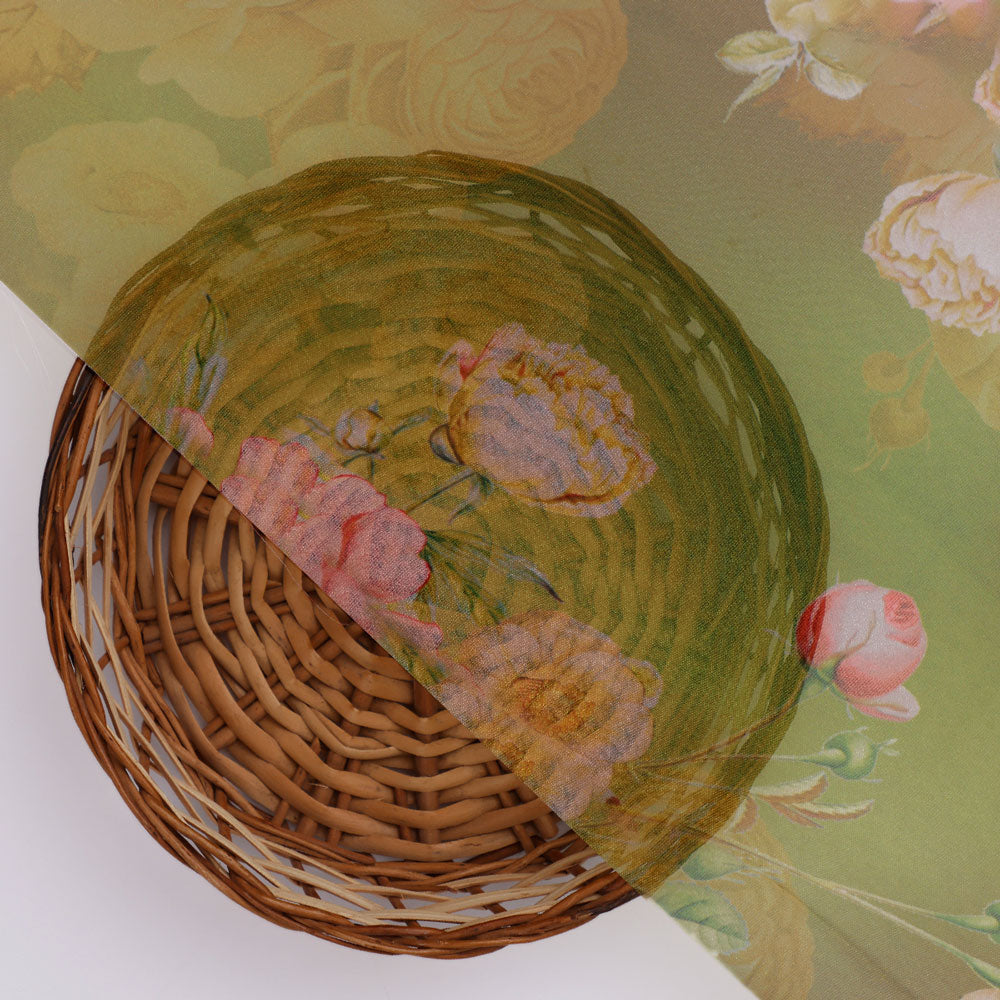 Gorgeous floral digital printed organza fabric by FAB VOGUE Studio
