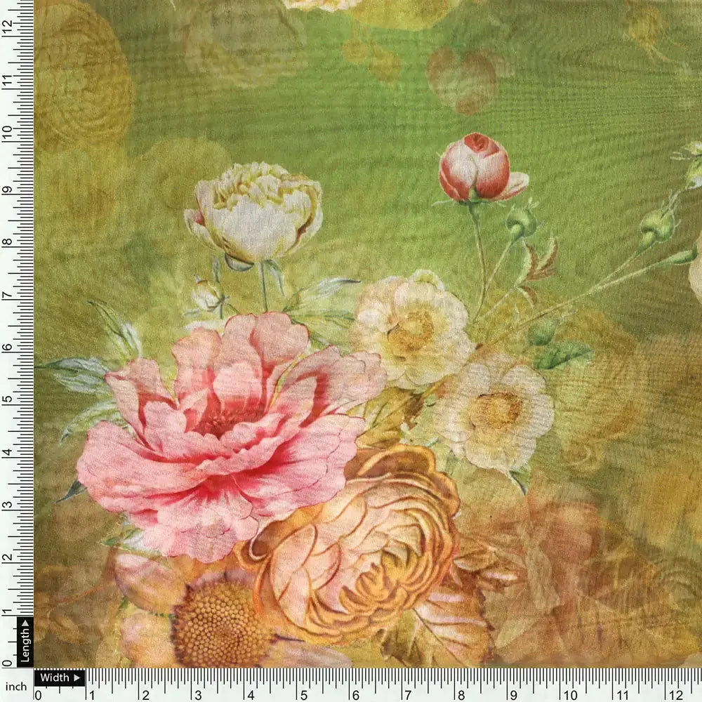 Gorgeous floral digital printed organza fabric by FAB VOGUE Studio – or 0 ta07237p4 110 d