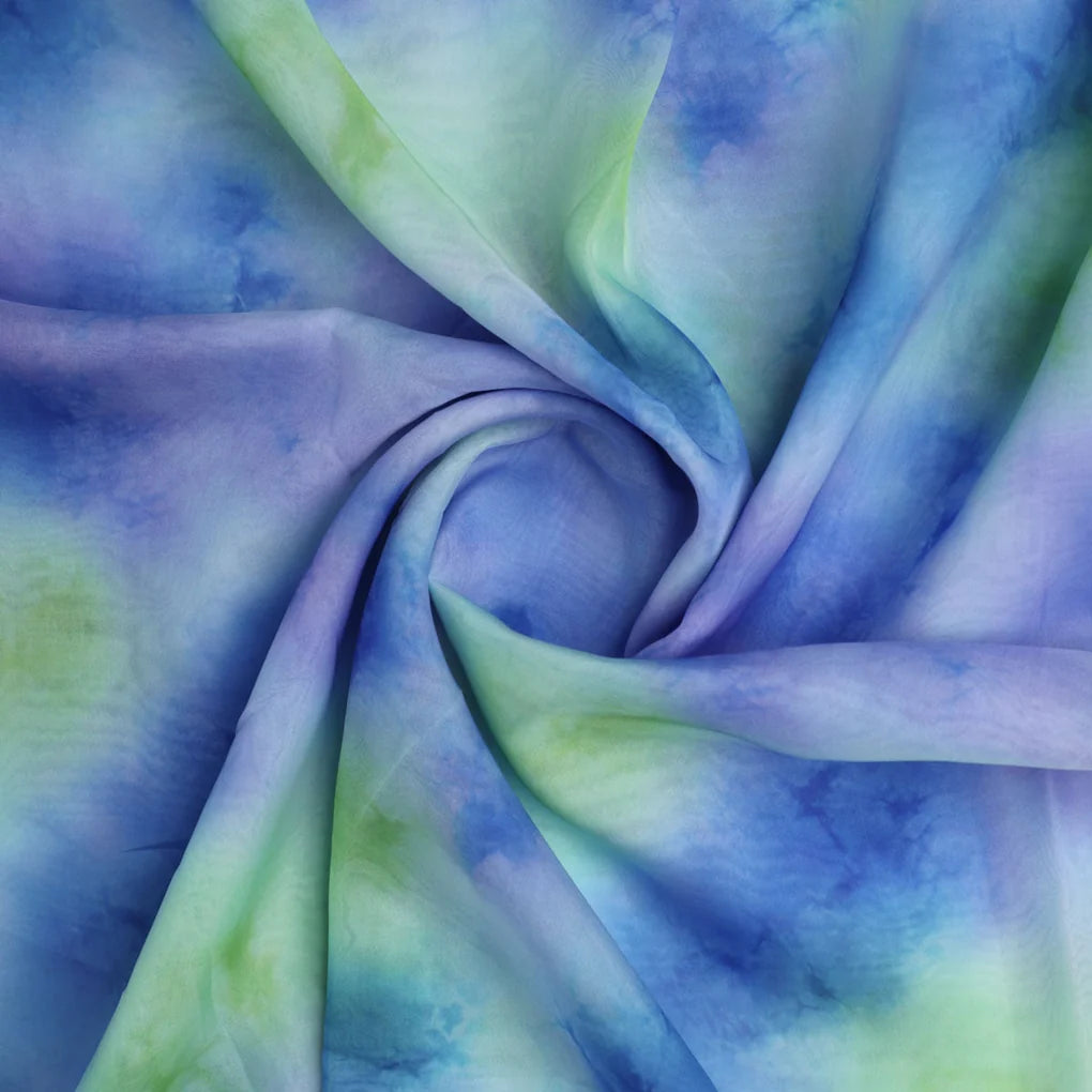 Classic Spotted Blue & Green Digital Printed Fabric - Organza – or 0 ta08260p2 110 bcopy