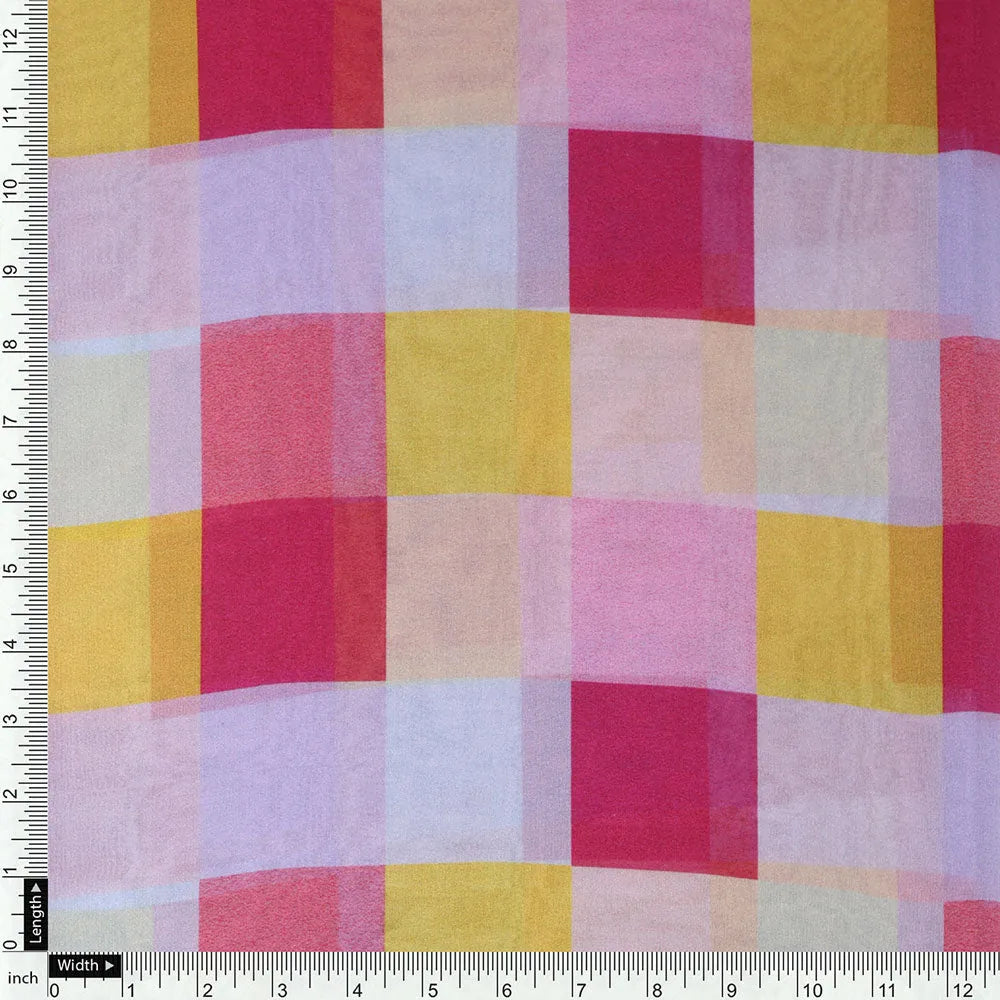 Gorgeous digital printed organza fabric with a checkered design in yellow, purple and pink – or 0 ta08371 110 d