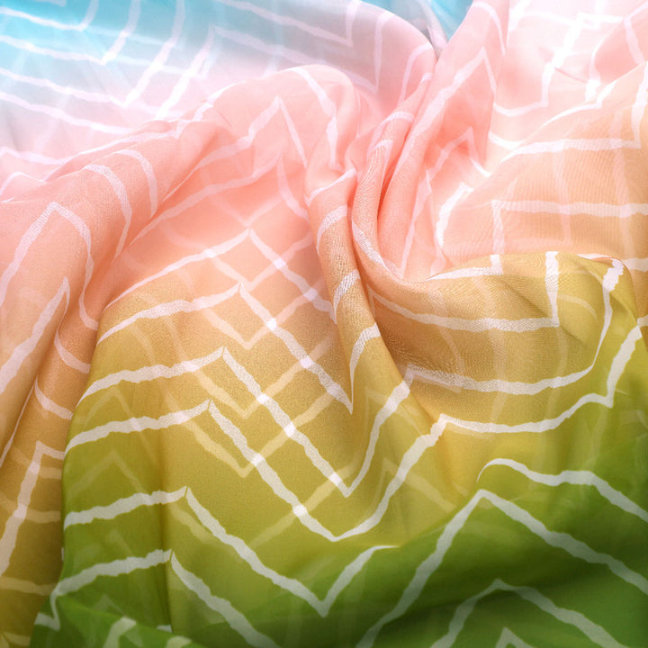 Gorgeous zigzag digital printed organza fabric by FAB VOGUE Studio