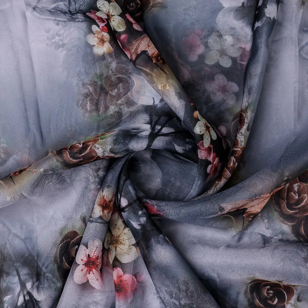 Beautiful Daffodil Flower With Vintage Background Digital Printed Fabric - Organza – or 0 ta09554c 110 a