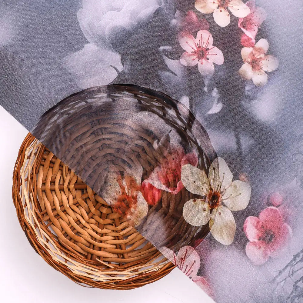 Beautiful Daffodil Flower With Vintage Background Digital Printed Fabric - Organza – or 0 ta09554c 110 b