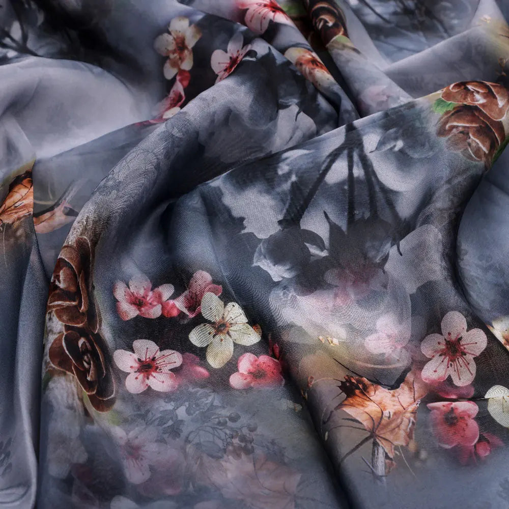 Beautiful Daffodil Flower With Vintage Background Digital Printed Fabric - Organza – or 0 ta09554c 110 c