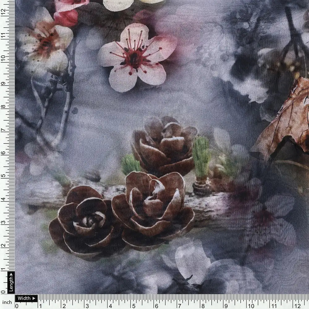 Beautiful Daffodil Flower With Vintage Background Digital Printed Fabric - Organza – or 0 ta09554c 110 d