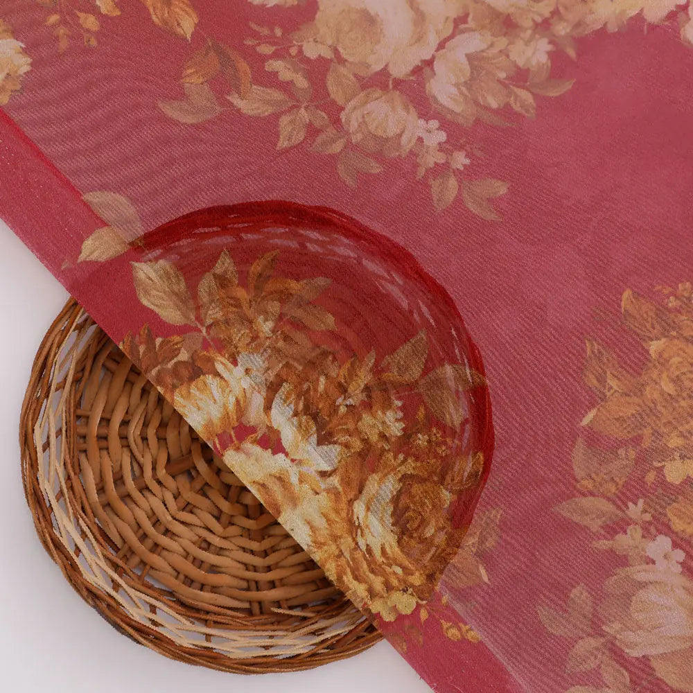 Gorgeous floral digital printed organza fabric by FAB VOGUE Studio – or 0 ta09612p3 110 b