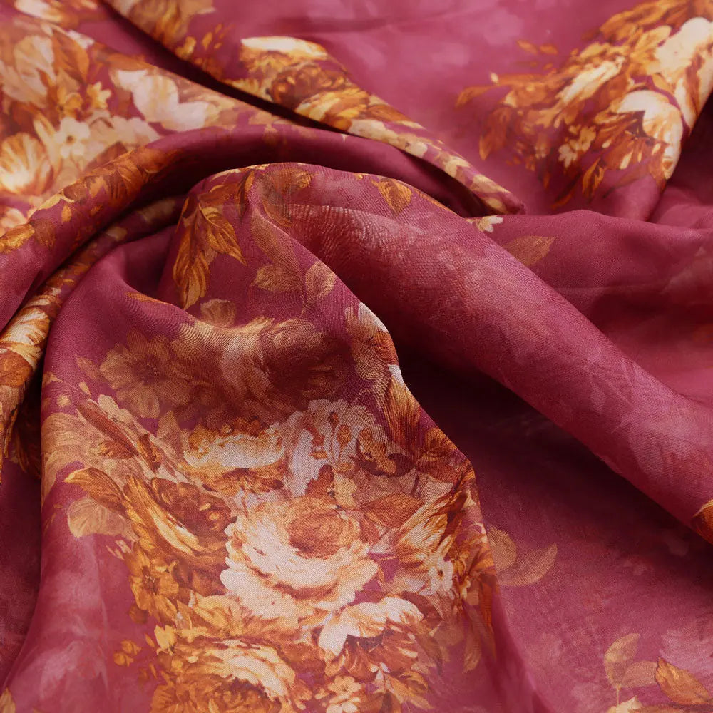 Gorgeous floral digital printed organza fabric by FAB VOGUE Studio – or 0 ta09612p3 110 c