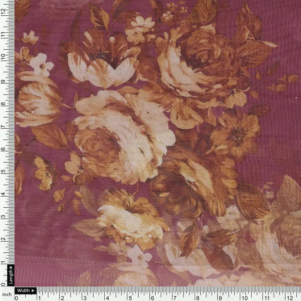 Gorgeous floral digital printed organza fabric by FAB VOGUE Studio – or 0 ta09612p3 110 d