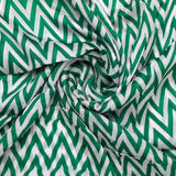 Classy Green and White Zigzag Digital Printed Pure Chinon Fabric – pc 0 ta0 6040 106 a