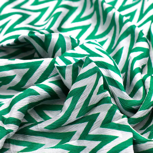 Classy Green and White Zigzag Digital Printed Pure Chinon Fabric – pc 0 ta0 6040 106 c - alternate view