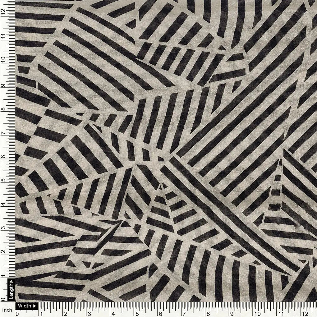 Attractive Black Strips With Bone Colour Digital Printed Fabric - Pure Chinon – pc 0 ta0078 106 a