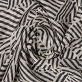 Attractive Black Strips With Bone Colour Digital Printed Fabric - Pure Chinon – pc 0 ta0078 106 b