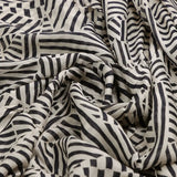 Attractive Black Strips With Bone Colour Digital Printed Fabric - Pure Chinon – pc 0 ta0078 106 c