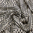 Attractive Black Strips With Bone Colour Digital Printed Fabric - Pure Chinon – pc 0 ta0078 106 c