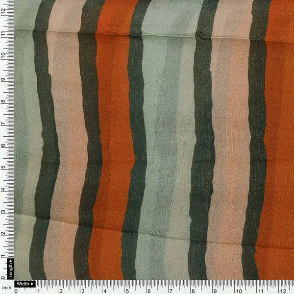 Gorgeous digital printed fabric with strips in Green, Mustered Yellow and Cream – pc 0 ta07540 106 d - alternate view
