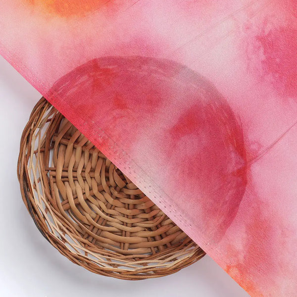 Morden Spotted Pink & Orange Digital Printed Fabric - Pure Chinon – pc 0 ta08260p1 106 d - alternate view