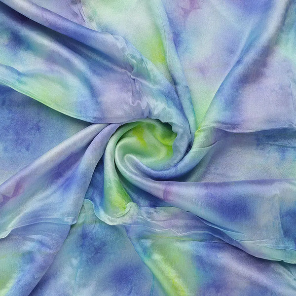 Classic Spotted Blue & Green Digital Printed Fabric - Pure Chinon – pc 0 ta08260p2 106 b - alternate view