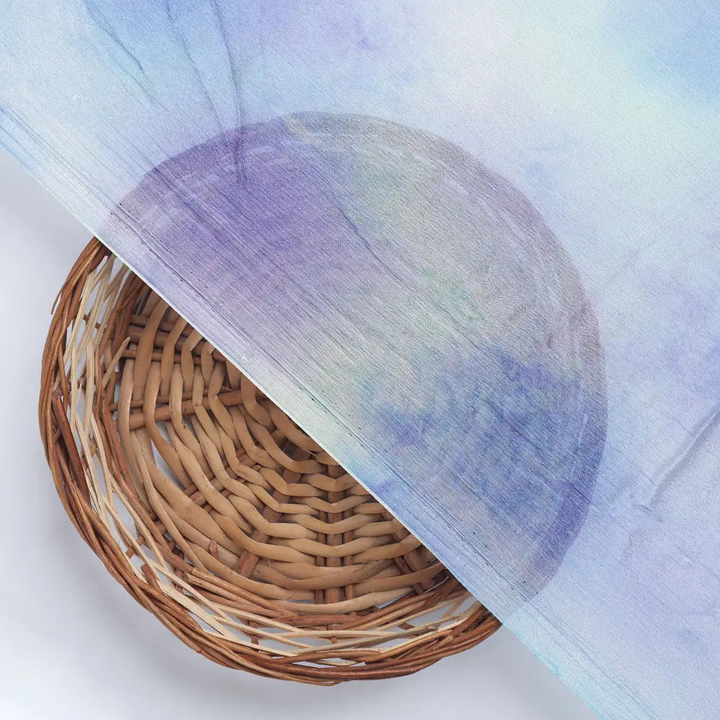 Classic Spotted Blue & Green Digital Printed Fabric - Pure Chinon – pc 0 ta08260p2 106 d