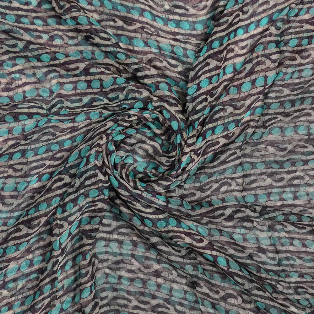 Attractive Polka Dot With Strips Digital Printed Fabric - Pure Chiffon – pch 0 ma07116 96 a