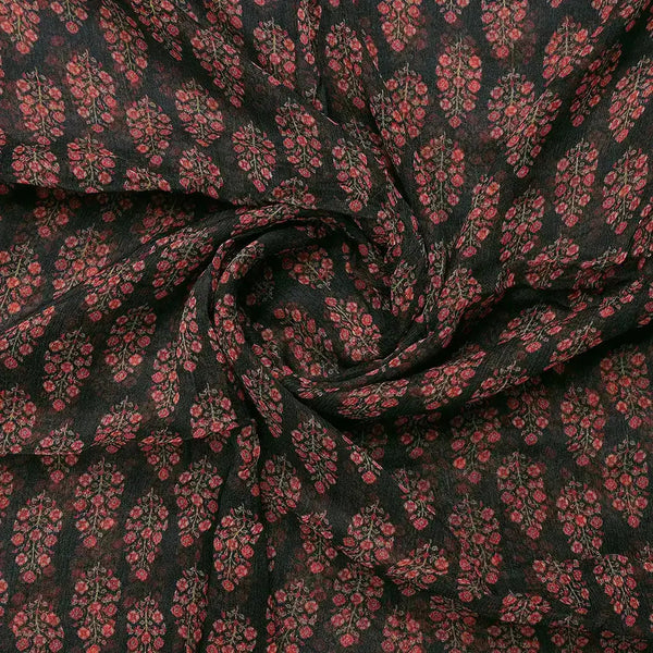 Red Floral Laying Over Black Digital Printed Fabric – pch 0 ma09632 96 b - alternate view