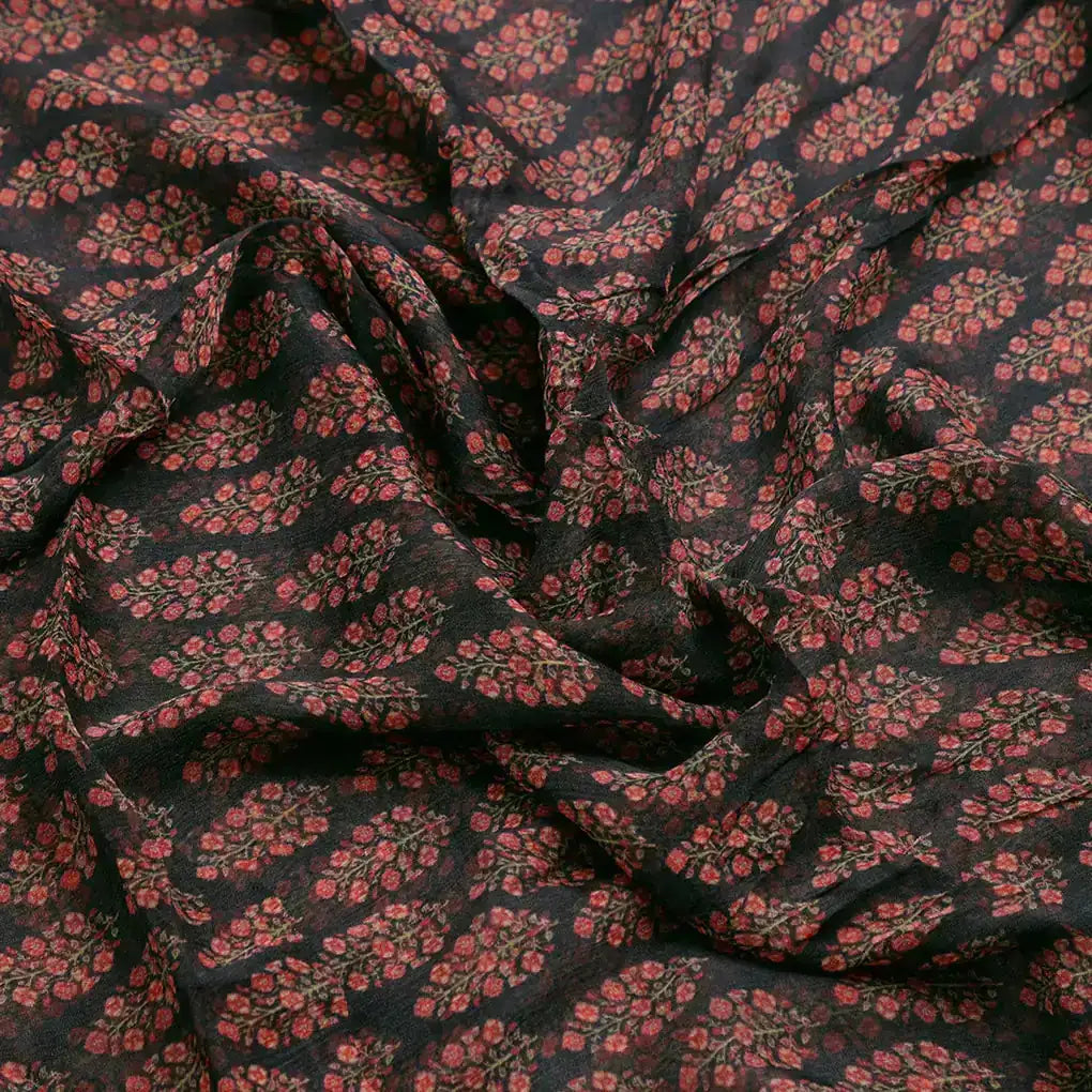 Red Floral Laying Over Black Digital Printed Fabric – pch 0 ma09632 96 c