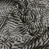 Attractive Black Strips With Bone Colour Digital Printed Fabric - Pure Chiffon – pch 0 ta007896 c