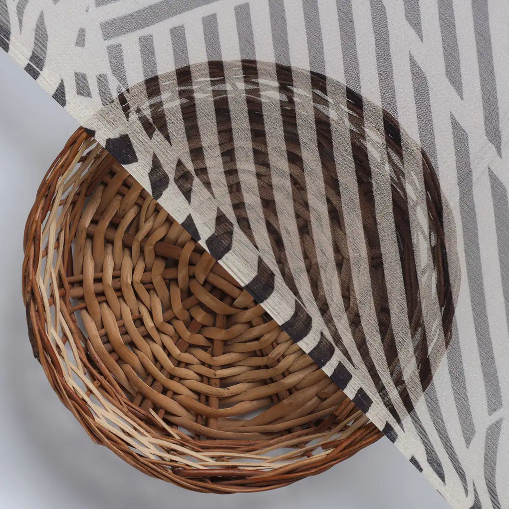 Attractive Black Strips With Bone Colour Digital Printed Fabric - Pure Chiffon – pch 0 ta007896 d