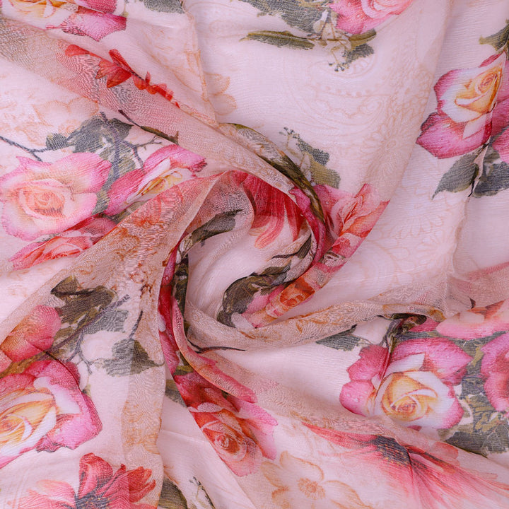 Gorgeous floral damask print chiffon fabric