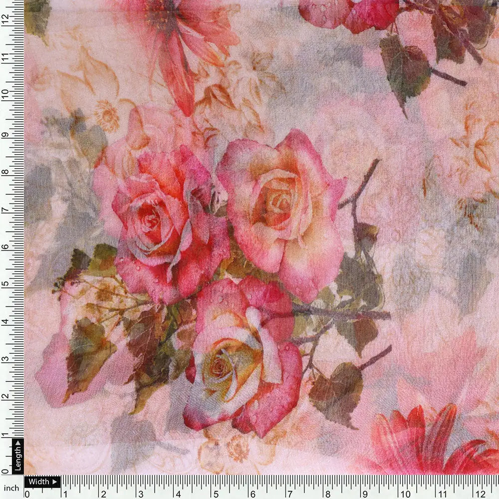 Gorgeous floral damask print chiffon fabric – pch 0 ta0090 96 d