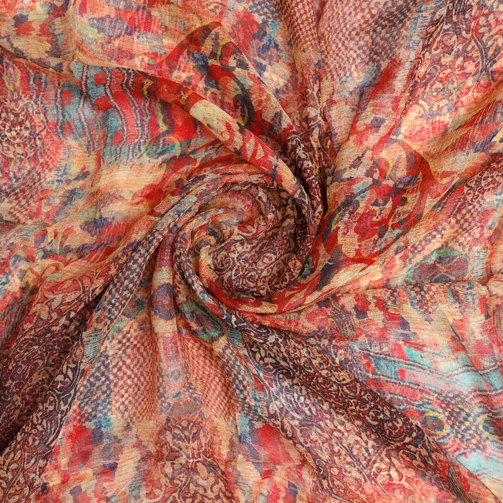 Gorgeous damask digital printed fabric in pure chiffon