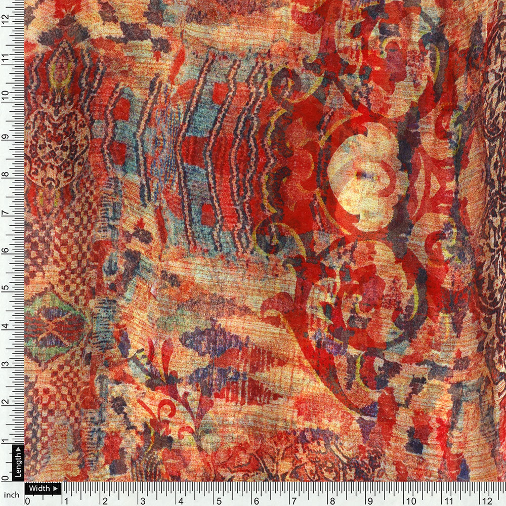 Gorgeous damask digital printed fabric in pure chiffon
