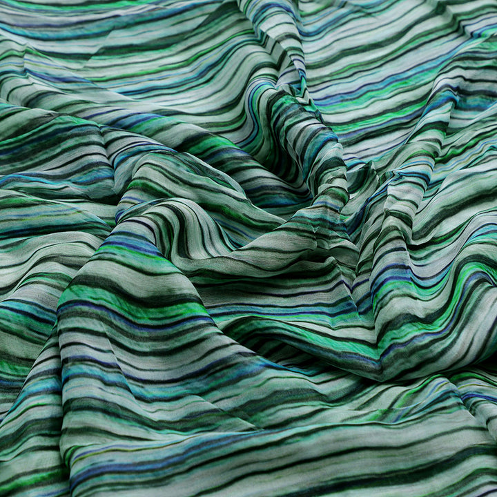 Random Stripes Pattern Digital Printed Fabric