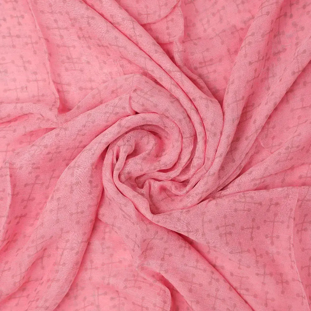 Abstract digital printed peach chiffon fabric from FAB VOGUE Studio – pch 0 ta05447b 96 a