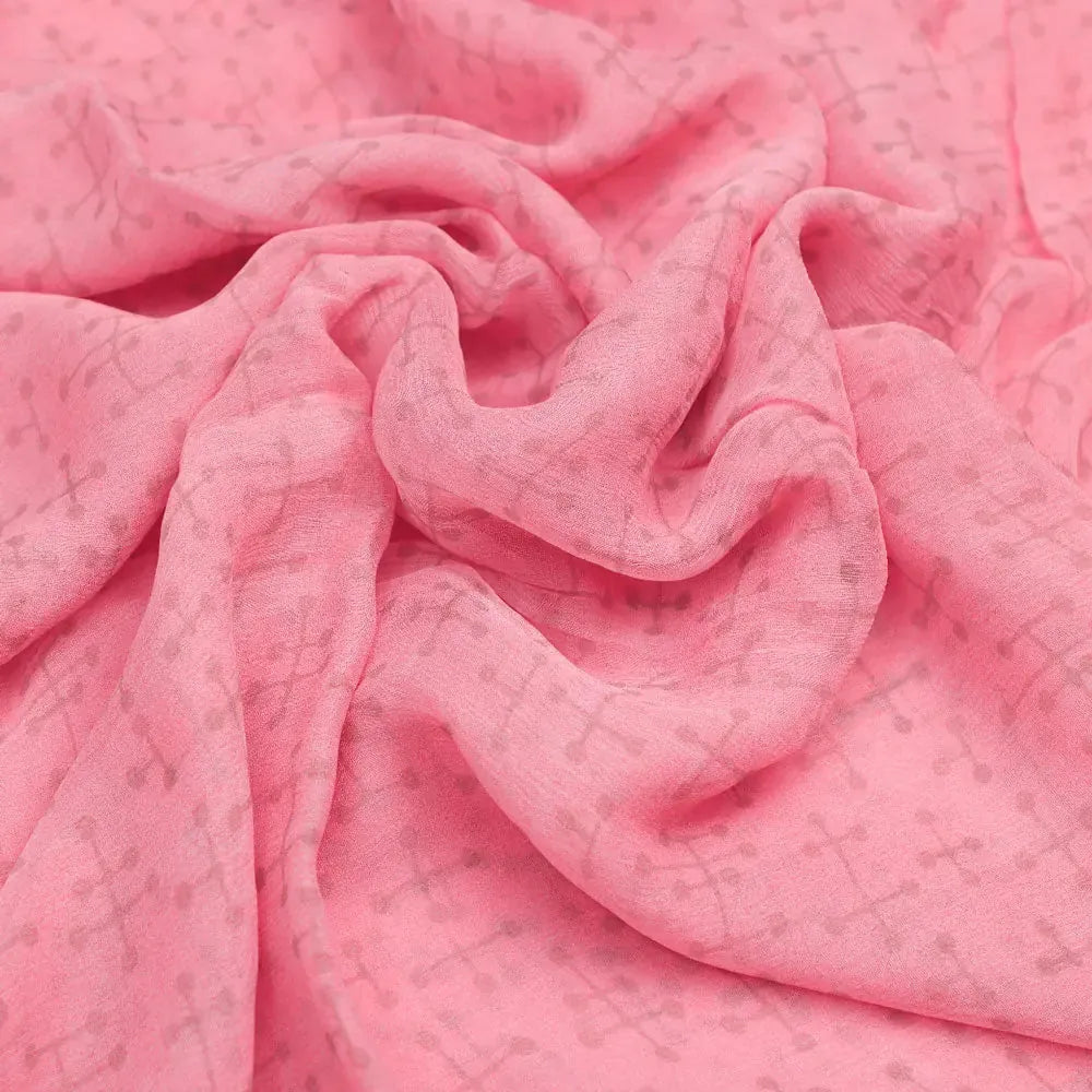 Abstract digital printed peach chiffon fabric from FAB VOGUE Studio – pch 0 ta05447b 96 c