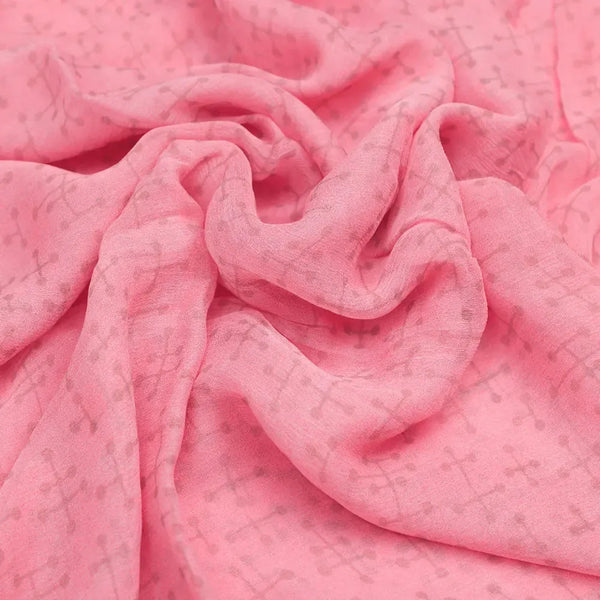 Abstract digital printed peach chiffon fabric from FAB VOGUE Studio – pch 0 ta05447b 96 c