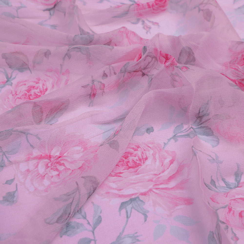 Floral and Leaves Digital Printed Chiffon Fabric – pch 0 ta06118p2 96 c
