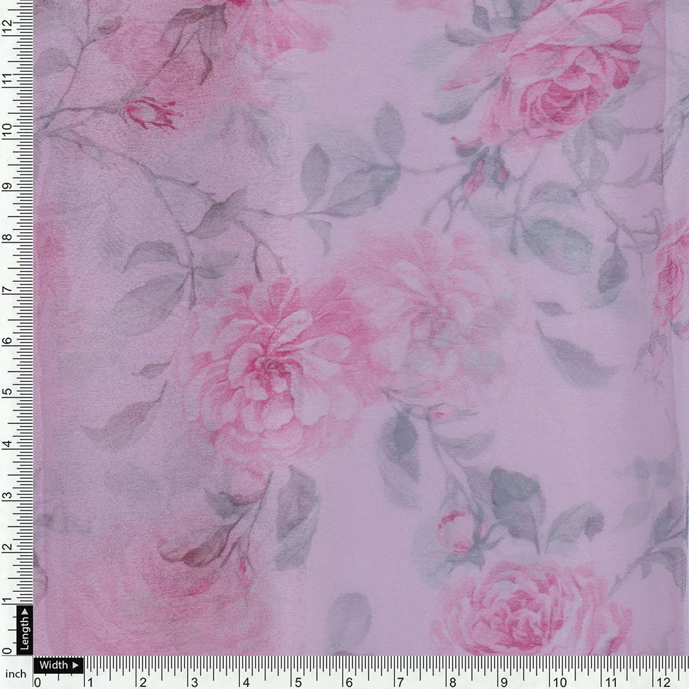 Floral and Leaves Digital Printed Chiffon Fabric – pch 0 ta06118p2 96 d
