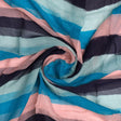 Classy Green, Blue, and Peach Strips Pure Chiffon Fabric – pch 0 ta07534 96 a